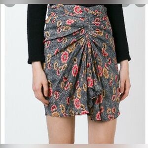Isabel Marant ETOILE chiffon gathered floral printed knee length skirt